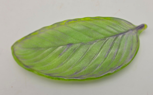 Rain Forest Leaf Dish in Green/Purple by Kathy Kollenburn