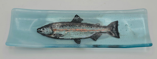 Long Tray-Salmon on Blue Streaky by Kathy Kollenburn