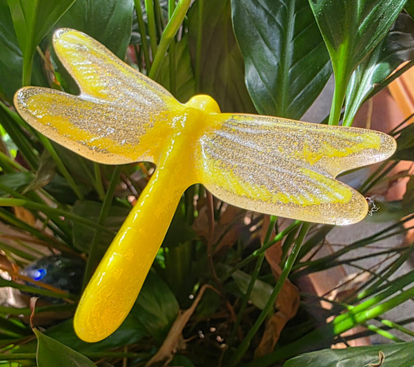Plant Pick-Dragonfly, Medium in Yellows by Kathy Kollenburn