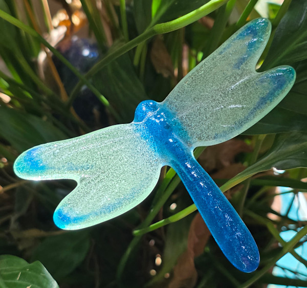 Plant Pick-Dragonfly, Small in Turquoise/Green by Kathy Kollenburn