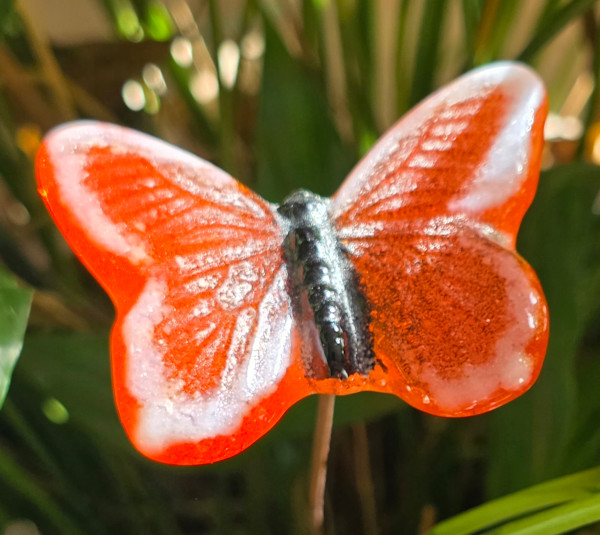 Plant Pick-Butterfly, Medium in Orange/White by Kathy Kollenburn