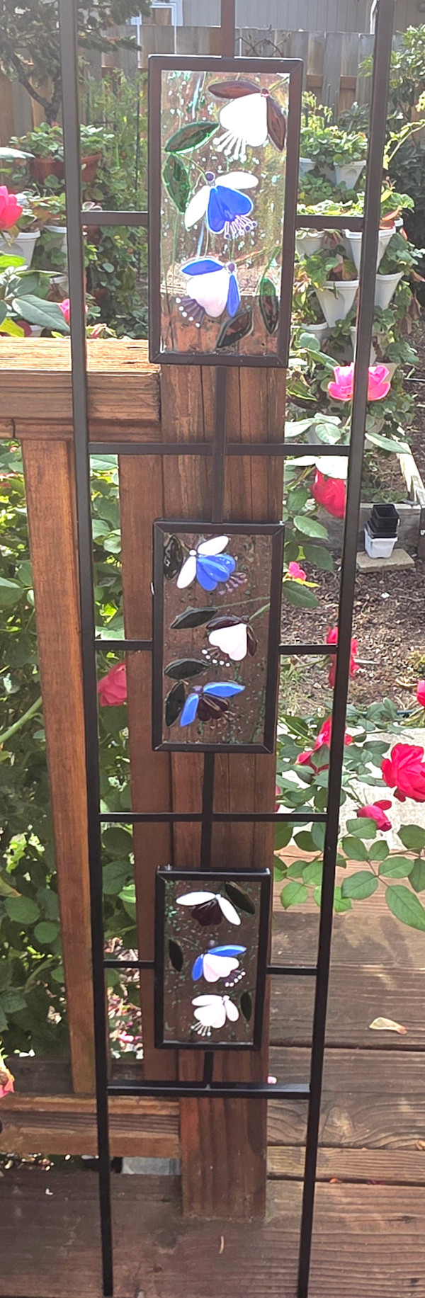 Garden Trellis with Fuschia Panels by Kathy Kollenburn
