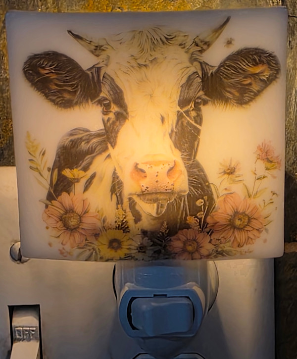 Nightlight-Cow with Flowers by Kathy Kollenburn