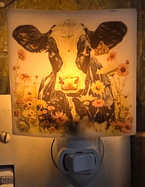 Nightlight-Cow with Flowers by Kathy Kollenburn