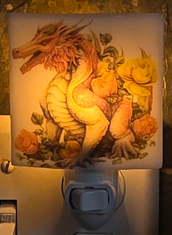 Nightlight-Dragon with Flowers by Kathy Kollenburn