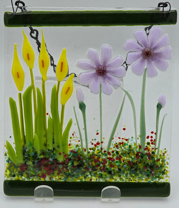Garden Hanger-Yellow Callas, Lavender Daisies by Kathy Kollenburn