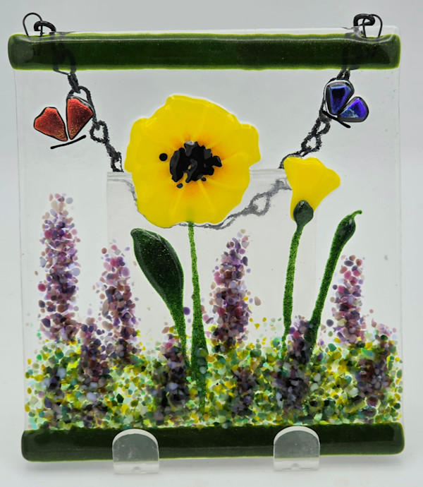 Garden Hanger-Yellow Poppies with Lavender by Kathy Kollenburn