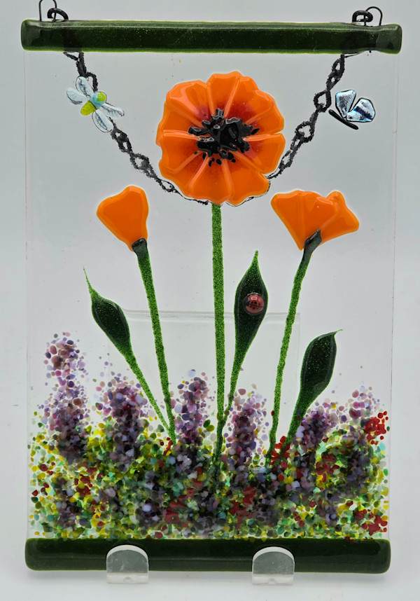 Garden Hanger-Orange Poppies with Lavender by Kathy Kollenburn