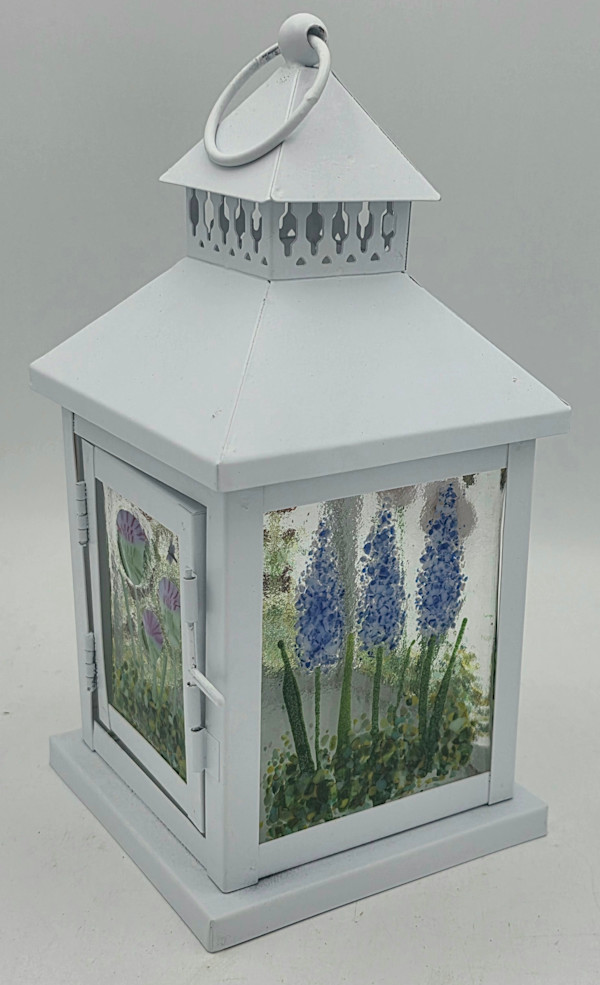 Lantern, Small with Botanical Panels, White by Kathy Kollenburn