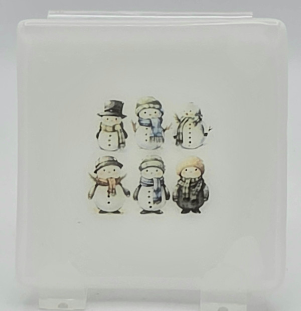 Small Plate-White with Six Snowmen Friends by Kathy Kollenburn