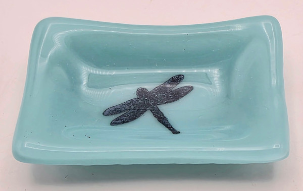 Trinket Dish-Dragonfly on Turquoise Blue by Kathy Kollenburn