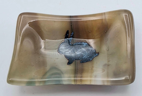 Trinket Dish-Bunny on Brown Streaky by Kathy Kollenburn