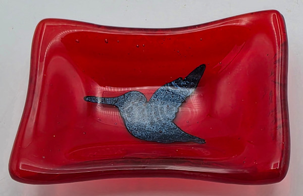 Trinket Dish-Hummingbird on Red by Kathy Kollenburn