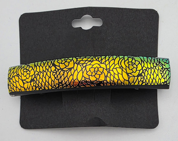 Barrette-Etched Pinecone Pattern on Gold Dichroic by Kathy Kollenburn