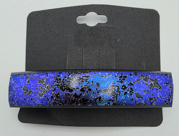Barrette-Splatter Dichroic in Blue/Purple/Black by Kathy Kollenburn