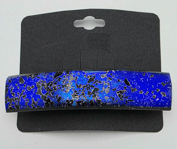 Barrette-Splatter Dichroic in Blue/Purple/Black by Kathy Kollenburn