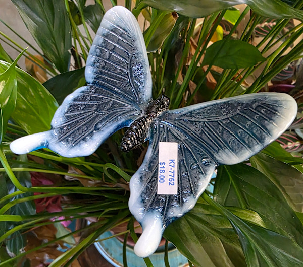 Plant Pick-Butterfly in Green/White by Kathy Kollenburn