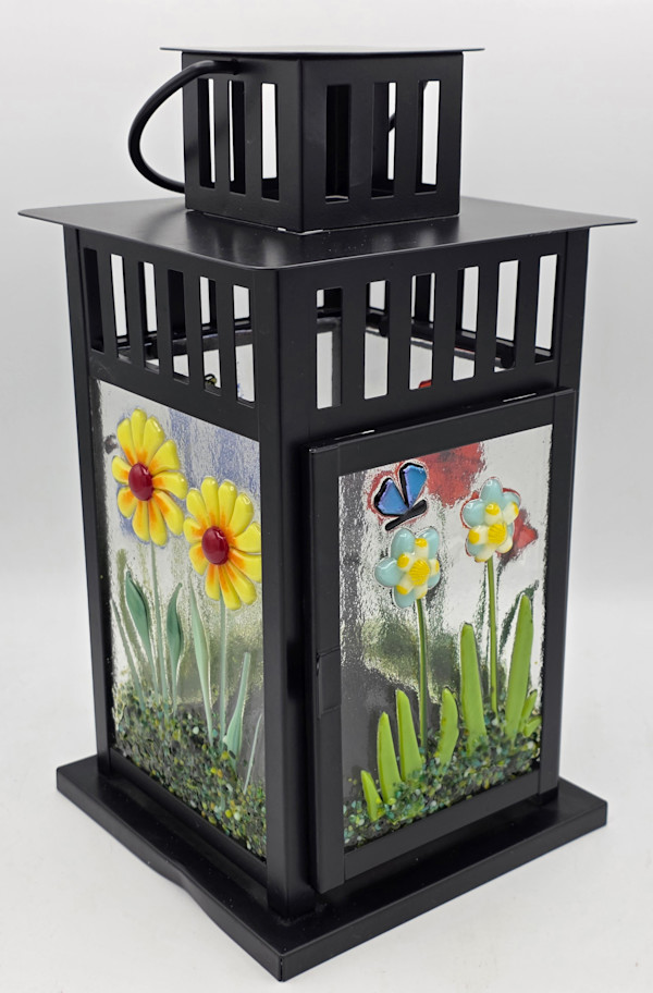 Lantern with Botanical Panels, Black by Kathy Kollenburn