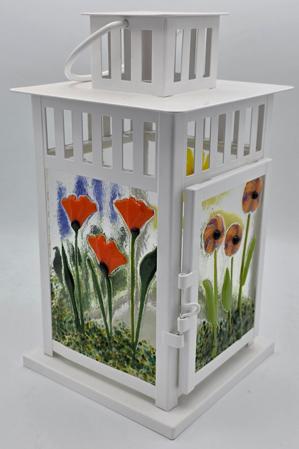 Lantern with Botanical Panels, White by Kathy Kollenburn