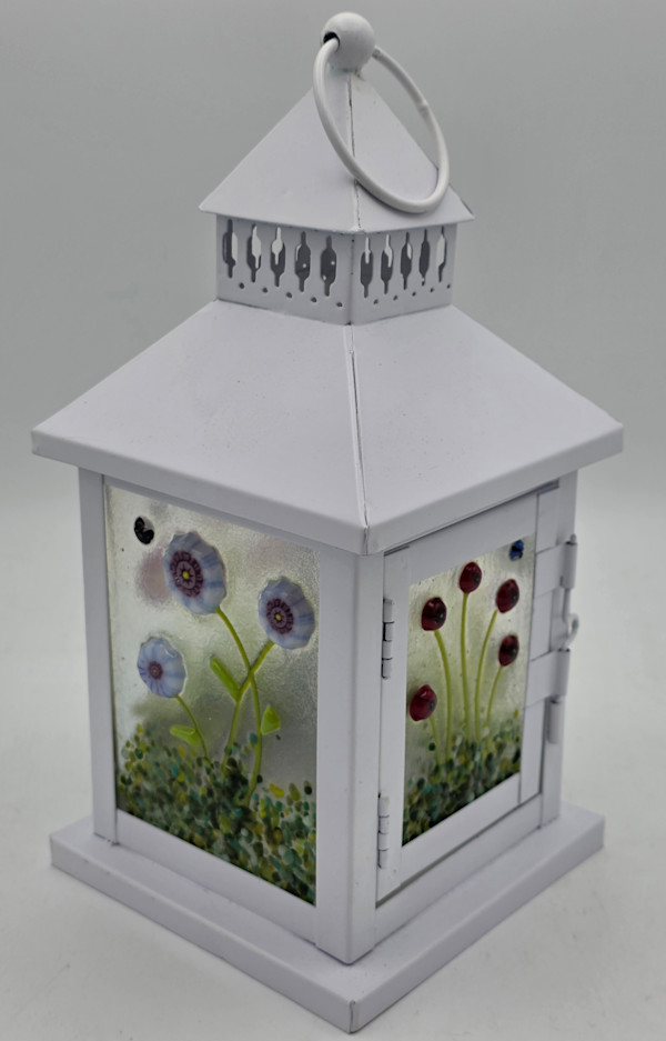 Lantern with Botanical Panels, White, Small by Kathy Kollenburn