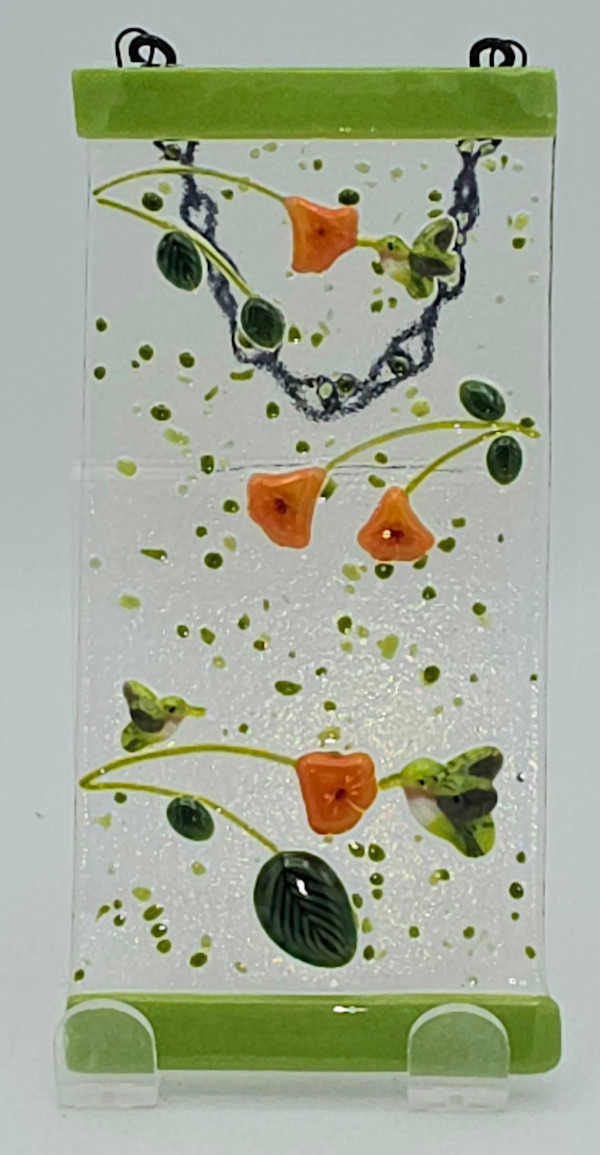 Garden Hanger-Hummingbirds and Trumpet Flowers by Kathy Kollenburn