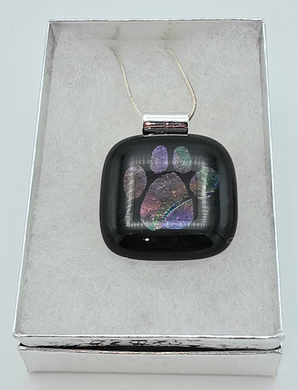 Necklace-Dichroic Paw Print by Kathy Kollenburn, Image 2.