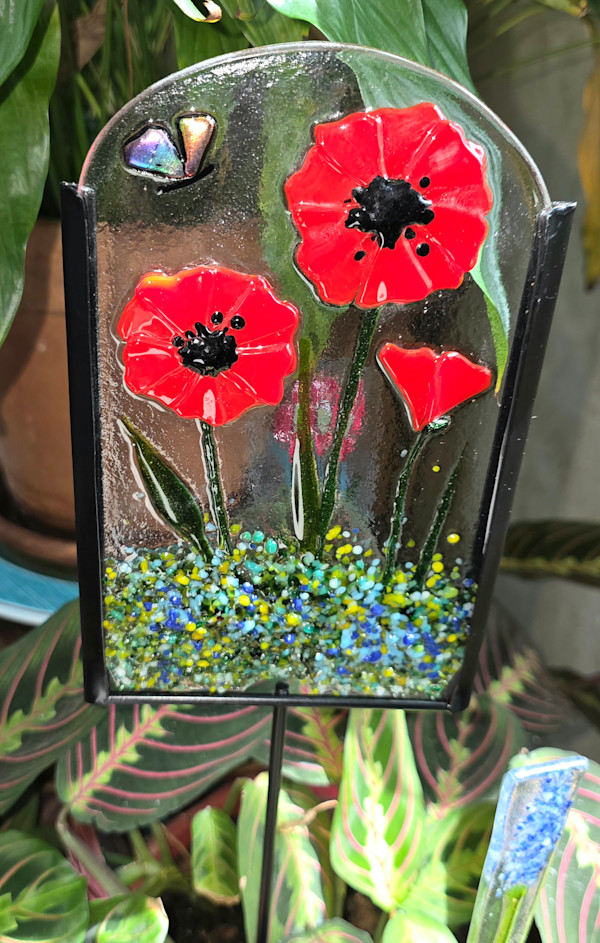 Garden Stake-Red Poppies by Kathy Kollenburn, Image 7.