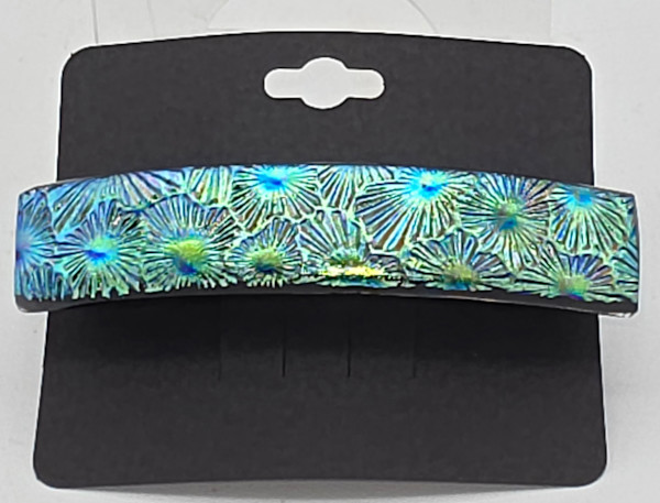 Barrette-Gold/Turquoise Florentine Dichroic by Kathy Kollenburn