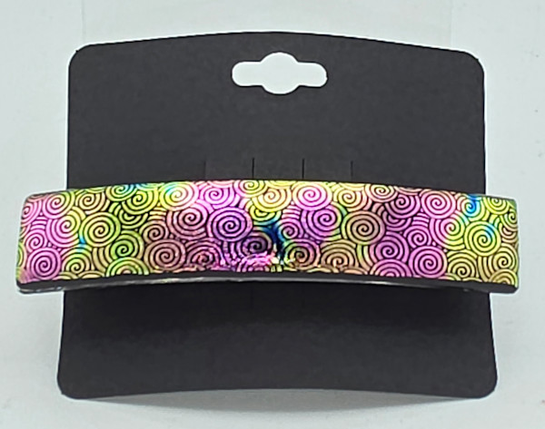 Barrette-Circular Pattern on Pink/Gold Dichroic by Kathy Kollenburn