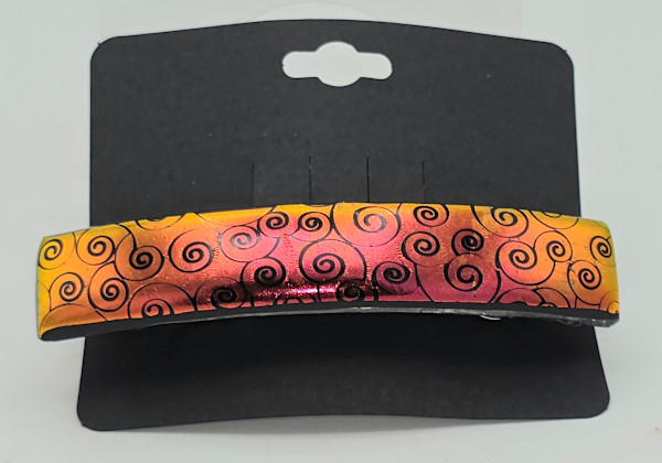 Barrette-Spiral Patterns on Orange/Red Dichroic by Kathy Kollenburn