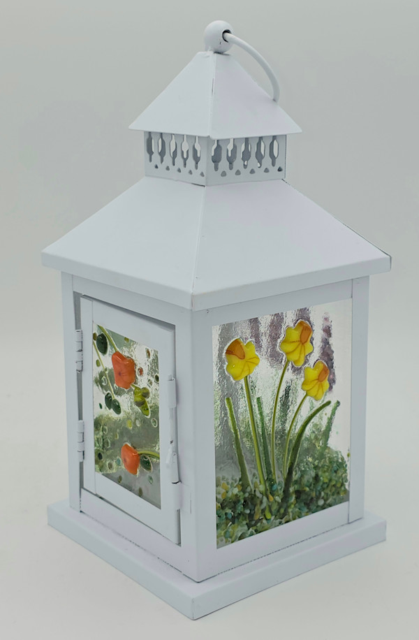 Lantern with Botanical Panels, White by Kathy Kollenburn, Image 3.