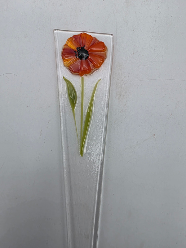 Plant Stake-Orange Streaky Poppy by Kathy Kollenburn, Image 3.