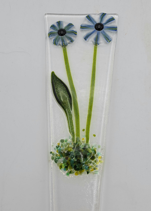 Plant Stake-Blue Flowers by Kathy Kollenburn, Image 2.