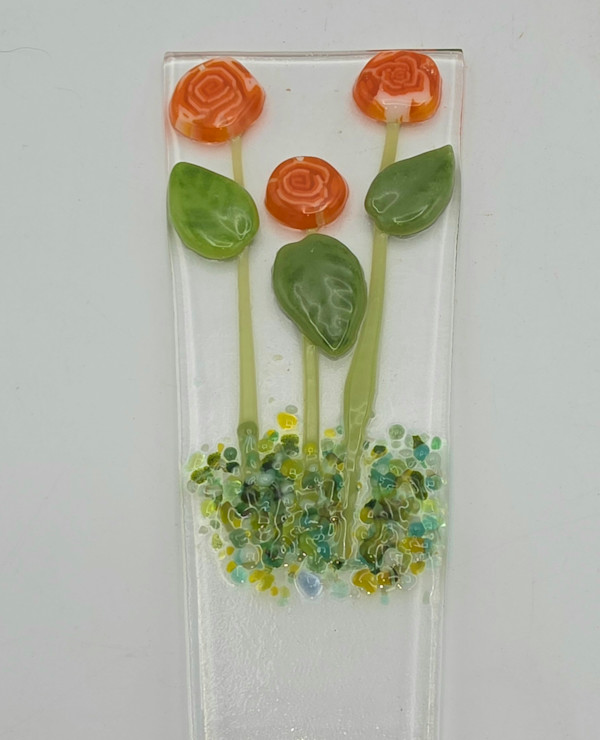 Plant Stake-Orange Roses by Kathy Kollenburn, Image 6.