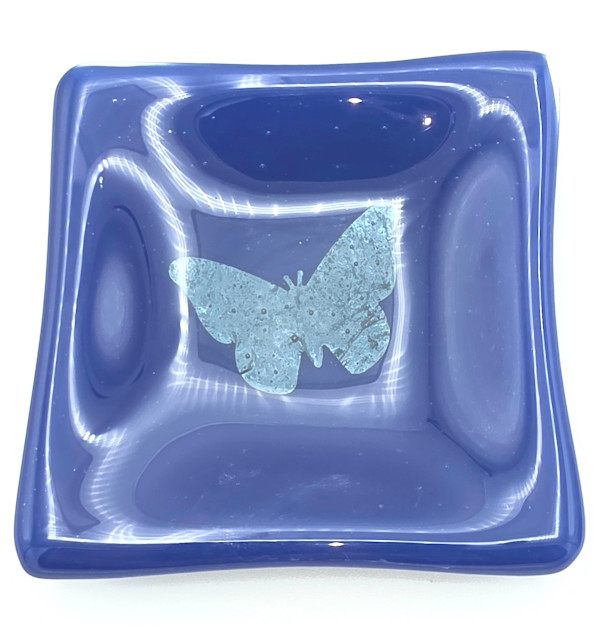 Small Dish-Copper Butterfly on Cobalt Blue by Kathy Kollenburn, Image 9.