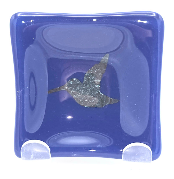 Small Dish-Copper Hummingbird on Cobalt Blue by Kathy Kollenburn, Image 7.
