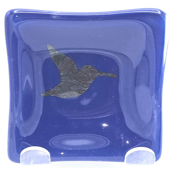 Small Dish-Copper Hummingbird on Cobalt Blue by Kathy Kollenburn, Image 8.