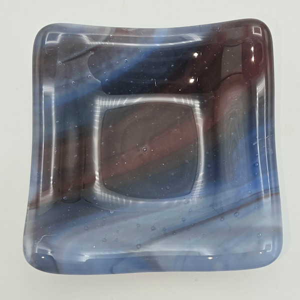 Small Dish-Blue/White Brown Streaky by Kathy Kollenburn, Image 14.