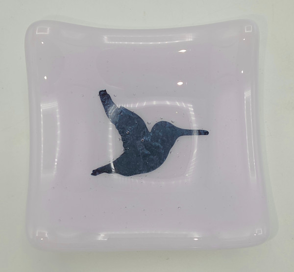 Small Plate-Copper Hummingbird on Pink/White by Kathy Kollenburn, Image 13.