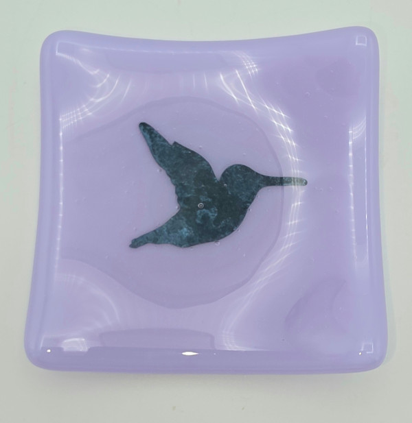 Small Plate-Copper Hummingbird on NeoLavender by Kathy Kollenburn, Image 12.