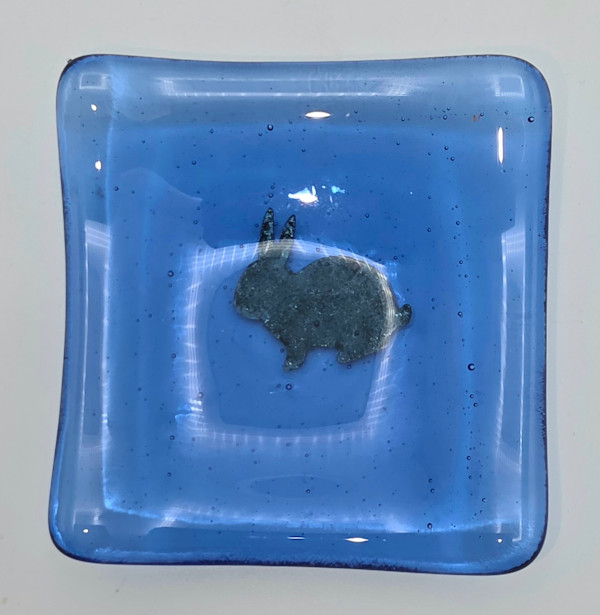 Trinket Dish-Copper Bunny on Blue by Kathy Kollenburn, Image 10.