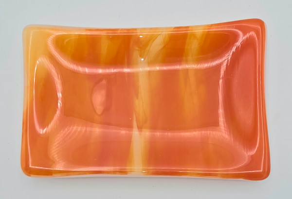 Soap Dish/Spoon Rest-Orange/White Streaky by Kathy Kollenburn, Image 2.