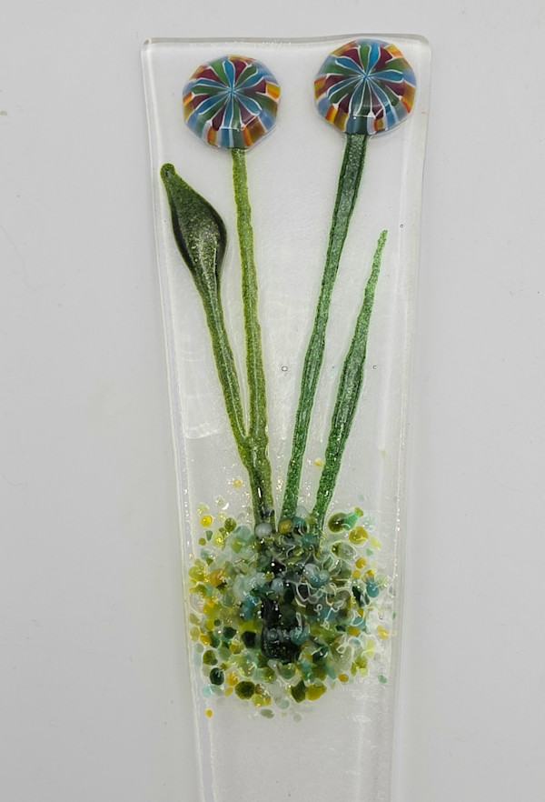 Plant Stake-Red/Blue Mandala Flowers by Kathy Kollenburn, Image 1.