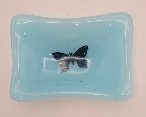 Trinket Dish-Copper Butterfly in Blue/White by Kathy Kollenburn, Image 5.
