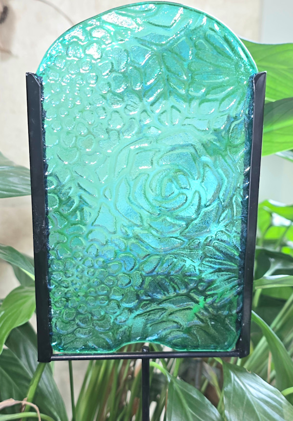Garden Stake-Impressed Panel in Green Irid by Kathy Kollenburn, Image 8.