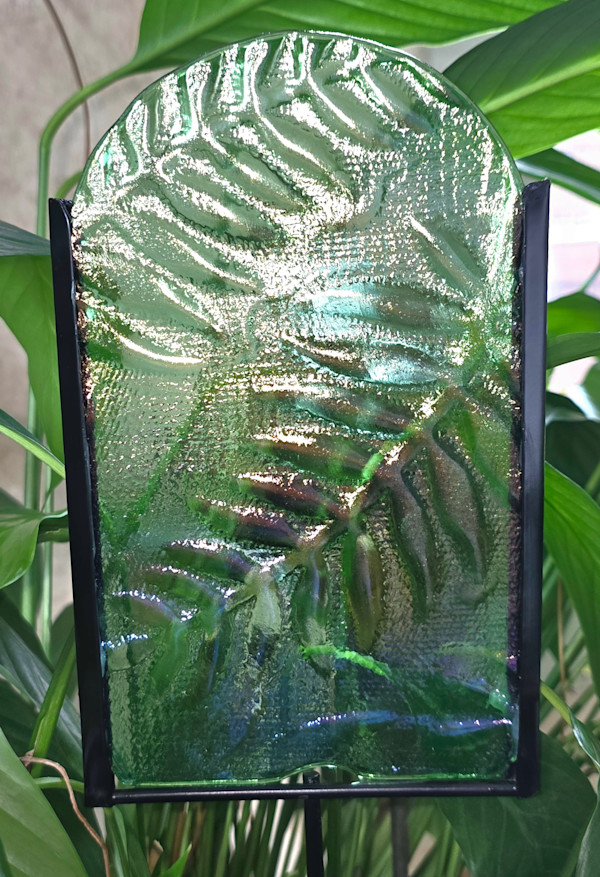 Garden Stake-Fern Impression on Green Irid by Kathy Kollenburn, Image 4.