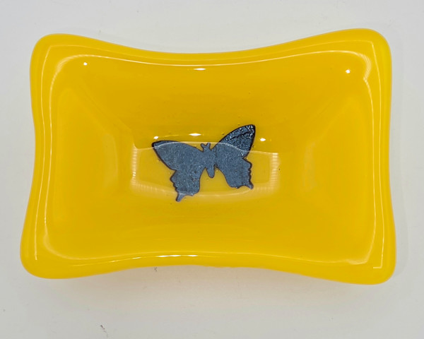 Trinket Dish-Copper Butterfly on Marigold by Kathy Kollenburn, Image 5.