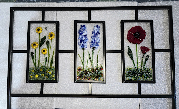 Border Trellis with Botanical Panels-Sunflowers, Delphiniums, Poppies by Kathy Kollenburn, Image 2.