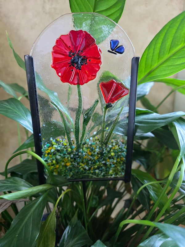 Garden Stake-Red Poppies by Kathy Kollenburn, Image 4.