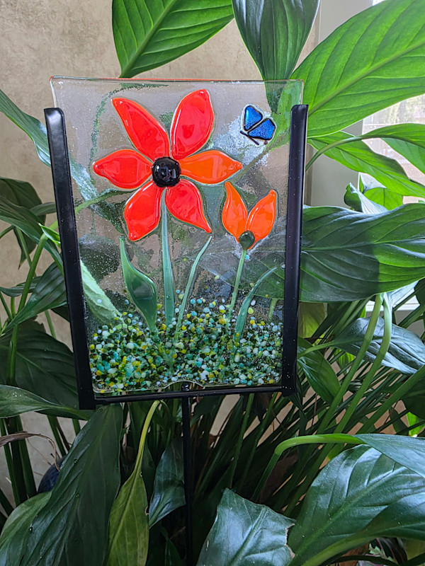 Garden Stake-Orange Daisies by Kathy Kollenburn, Image 3.